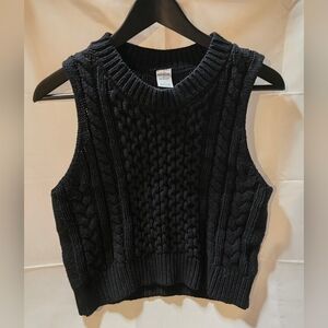 Melrose and Market Black Cable Knit Vest